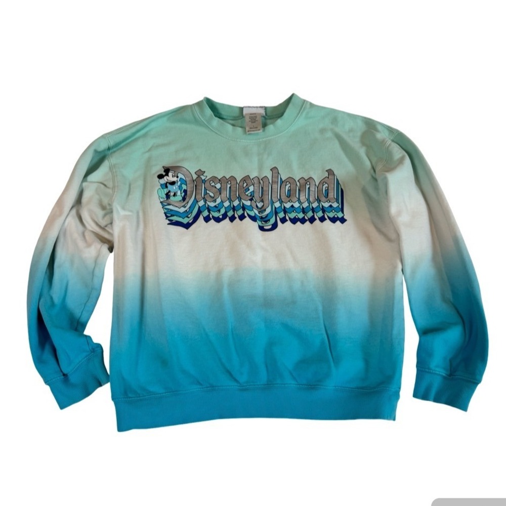 Disney Disneyland Mickey Mouse Ombre Sweatshirt Teal Blue White Large JT24679